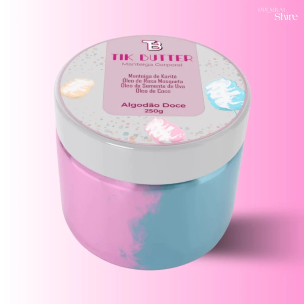 Manteiga Corporal Hidratante com Manteiga de Karité Tik Butter Tik Balm - Algodão Doce 250g
