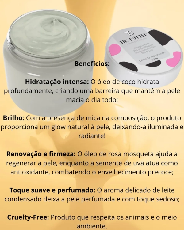 Manteiga Corporal Hidratante Leite Condensado Tikbutter 250g - Imagem 4